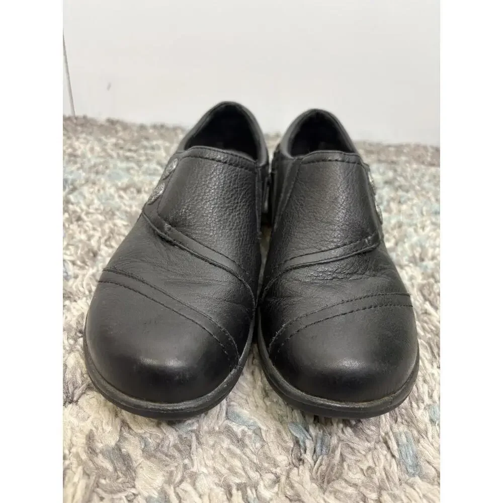 Aetrex Shoes Womens 8.5 Karina Comfort Ortho Braided Strap Black Leather